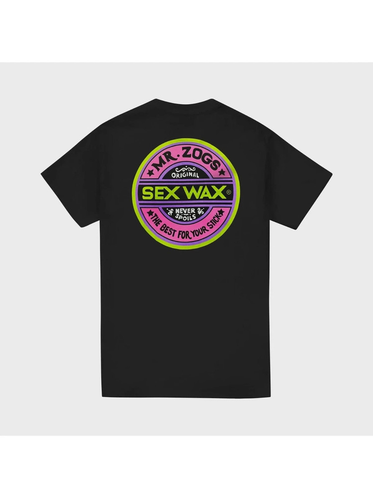 SEX WAX - Mens Fluoro T-Shirt - Black - Casual Short Sleeve Tee
