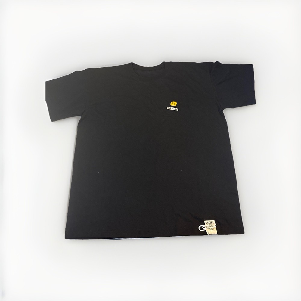 Graver of Anaheim Smiley Face T Shirt Black Embroidered Logo Korea Men’s Size XL