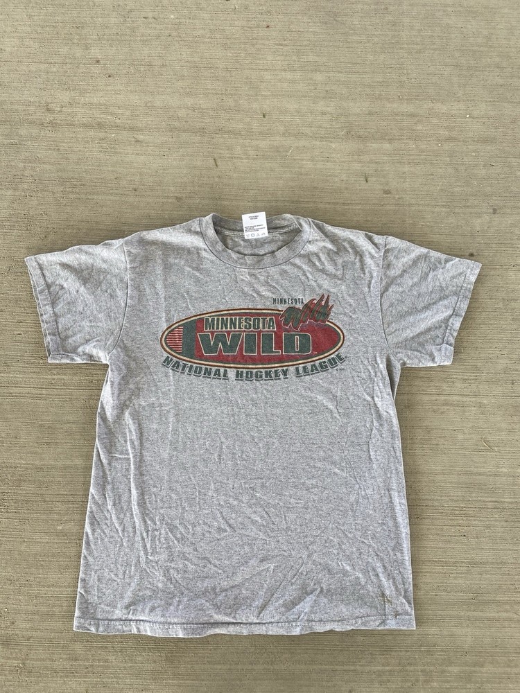 Vintage Y2K Minnesota Wild Logo Athletic Grey T Shirt Size Medium