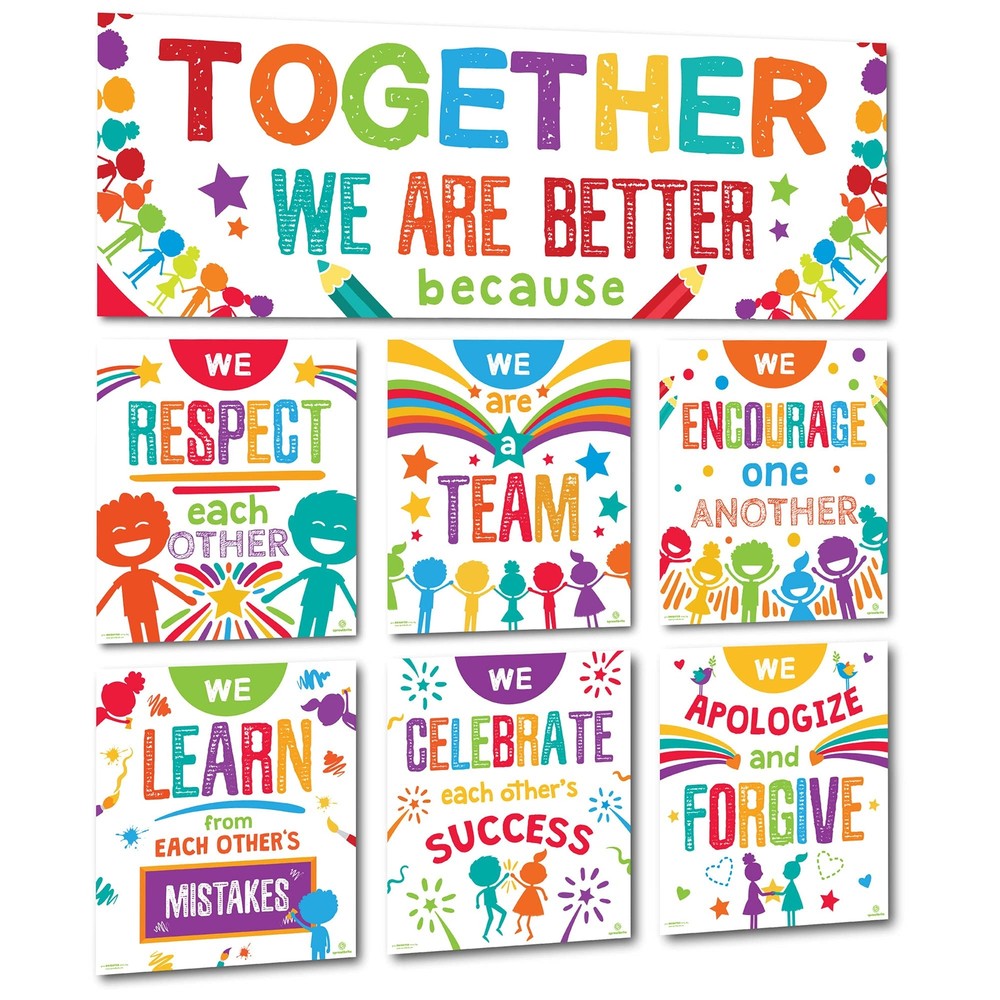 Sproutbrite Classroom Banner Decorations and Poster Bulletin Board Set - Toge...