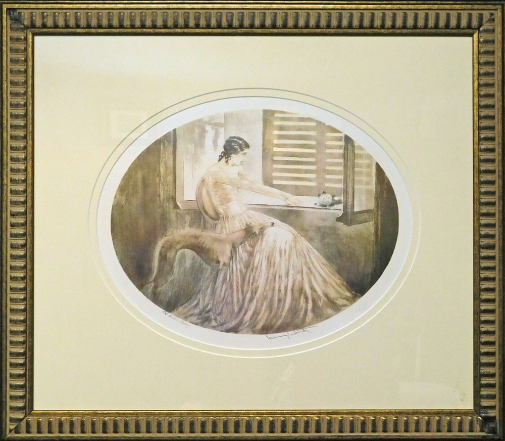 After Icart White Dress Offset Lithograph Custom Framed Print Submit Best Offer!