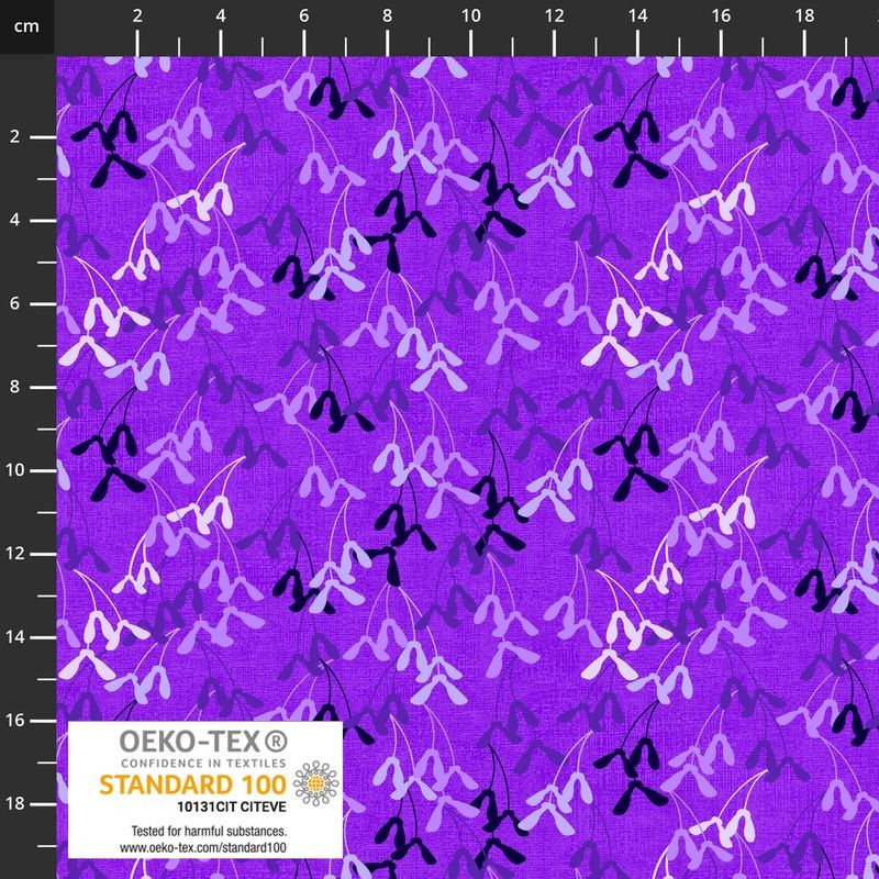 Stof European Quilting Rainbow Maple Seed Purple Cotton Fabric By Yd
