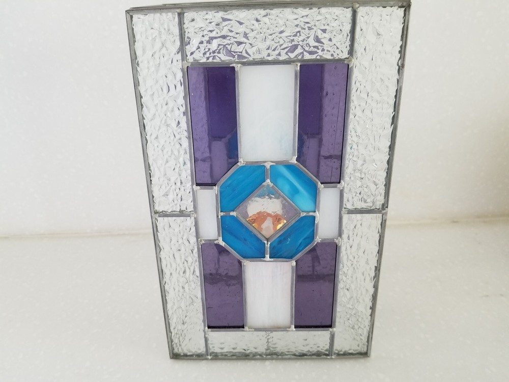 Stained Glass Tealight Candle Holder with Battery Votive 8x5