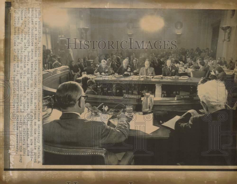 1972 Press Photo Defense Secretary Melvin Laird Testifies at Senate, Washington