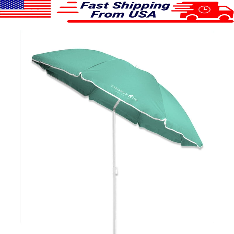 6ft UV-Protected Green Beach Umbrella with Matching Case for Picnics and Camping