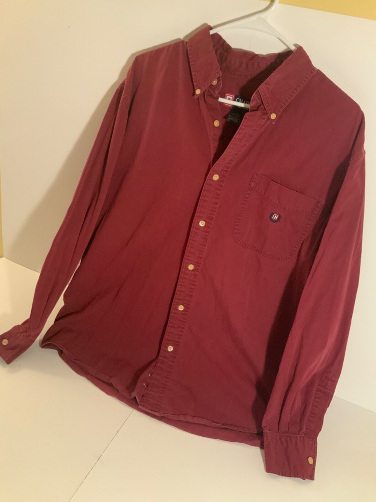 Mens Vintage Ralph Lauren CHAPS Large Maroon Long-sleeve Button Down Shirt