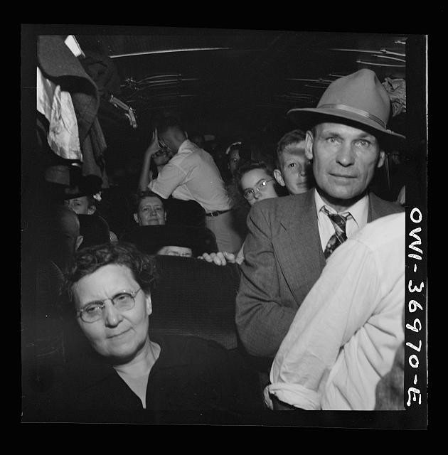 Photo:Washington D.C. to Pittsburgh Greyhound Bus Passengers 1943 Sept
