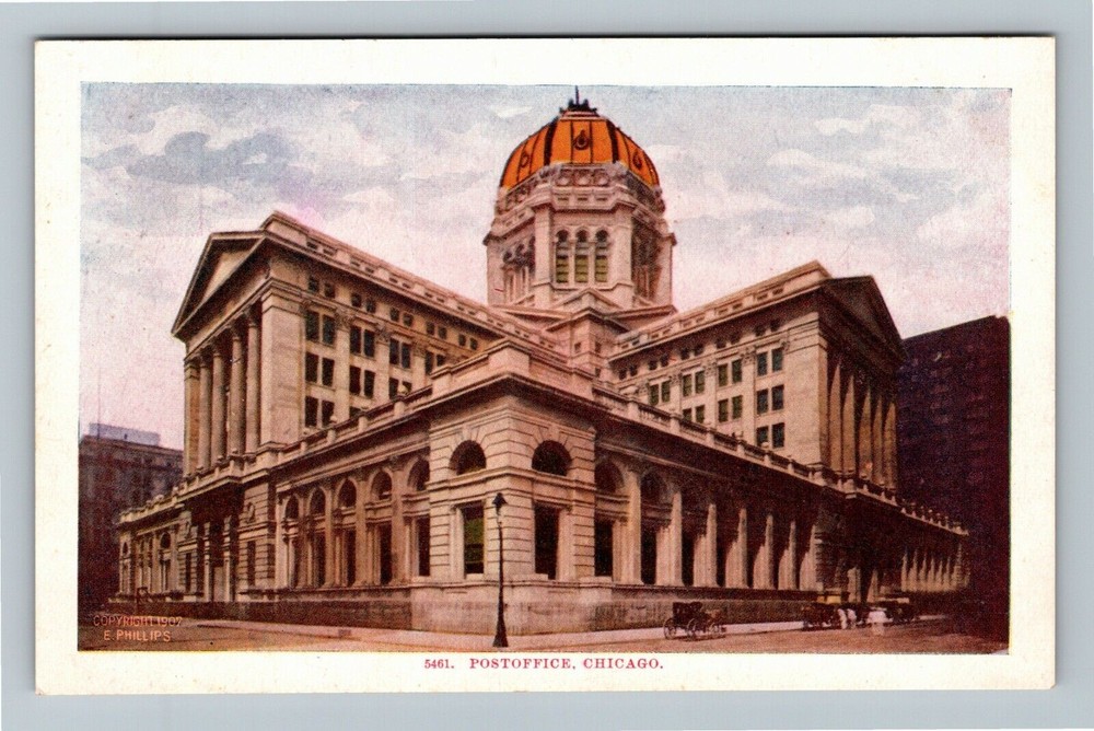 Chicago Illinois, U.S. POST OFFICE BUILDING, DOME Vintage Souvenir Postcard