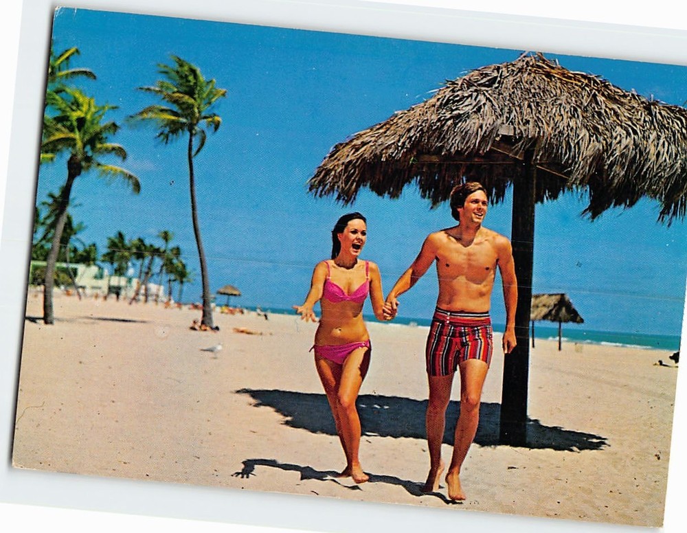 Postcard Couple on the Beach Scene