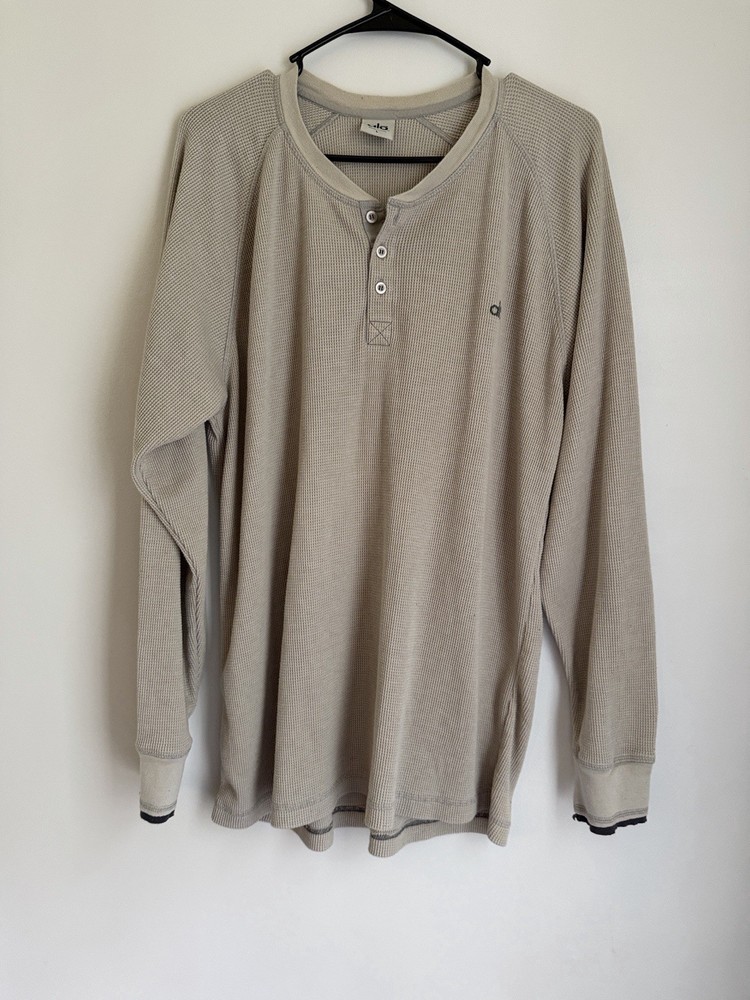 Alo Yoga Elevate Waffle Knit Thermal Long Sleeve Cream Men's Crew Large
