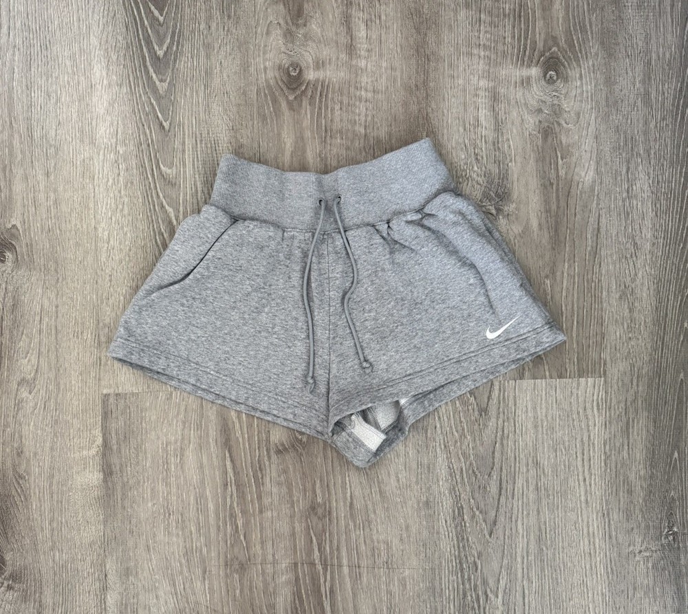 Nike Small Phoenix Fleece Shorts Womens Grey Excellent High Rise Drawstring