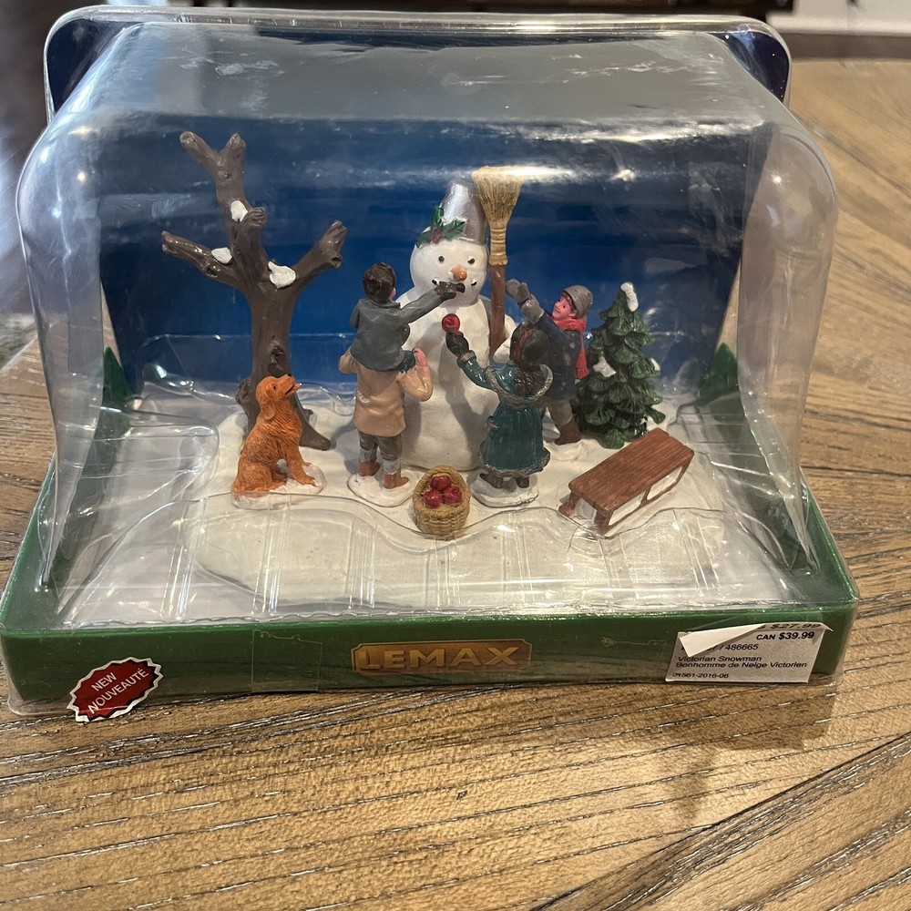 2016 Lemax Victorian Snowman Kids Building Snowman Christmas Table Decor-image
