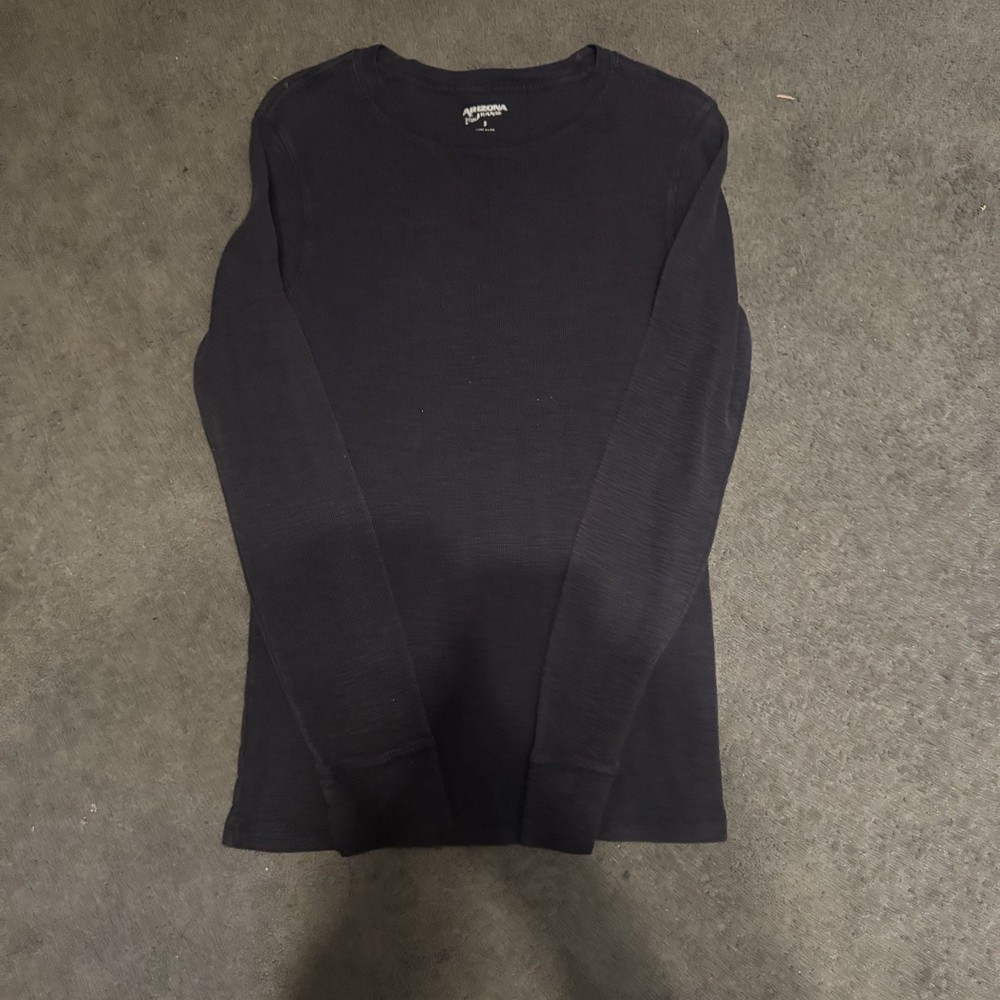 Arizona Jean Co Navy Blue Waffle Knit Thermal Shirt Mens Small Cotton
