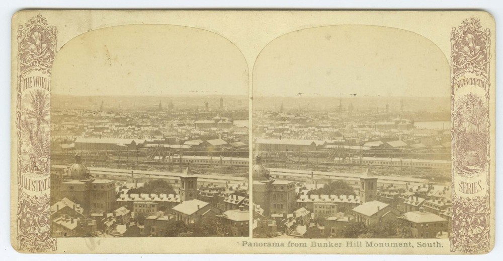 D0985~ BOSTON MA – South Panorama From Bunker Hill c.1880s Stereoview