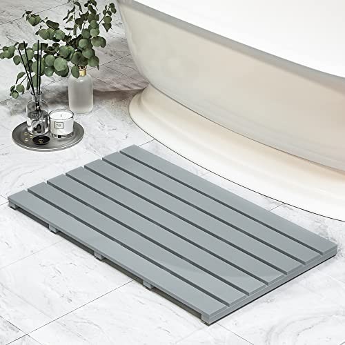 Luxury Grey Bamboo Bath Mat 31x18 Inches Non-Slip Shower Floor