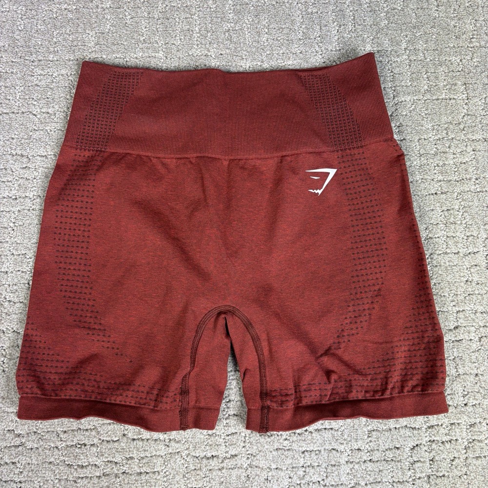 Gymshark Women's Vital Seamless 2.0 Shorts Brick Red Marl Medium High Waisted