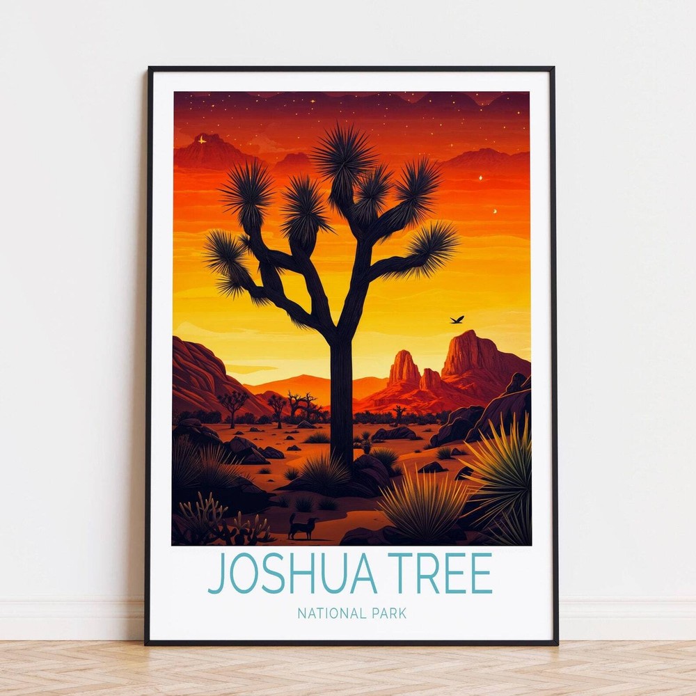 Joshua Tree National Park Travel Poster Joshua Tree Wall Art National Park