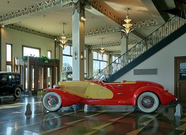 Photo:Auburn Indiana 1936 Cord 810 Westchester Sedan Museum Car Display