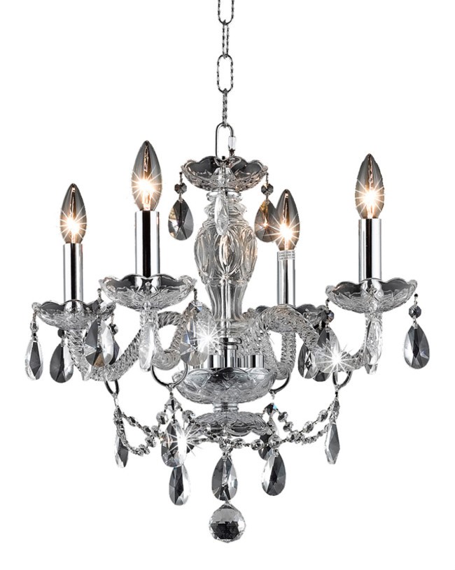 Elegant Chrome Elle 17W Crystal 4-Light Chandelier Lighting LD7834D17