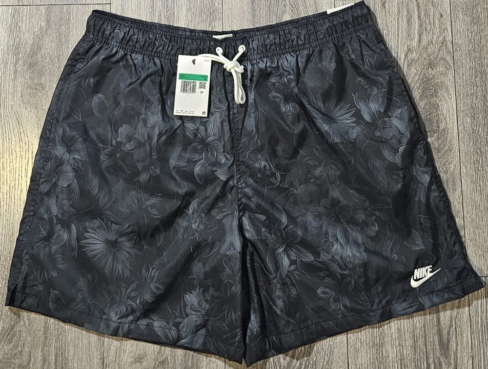 Nike Club Flow Mesh Lined Black Floral Woven Shorts IB8551-010 Mens Sz XL Summer