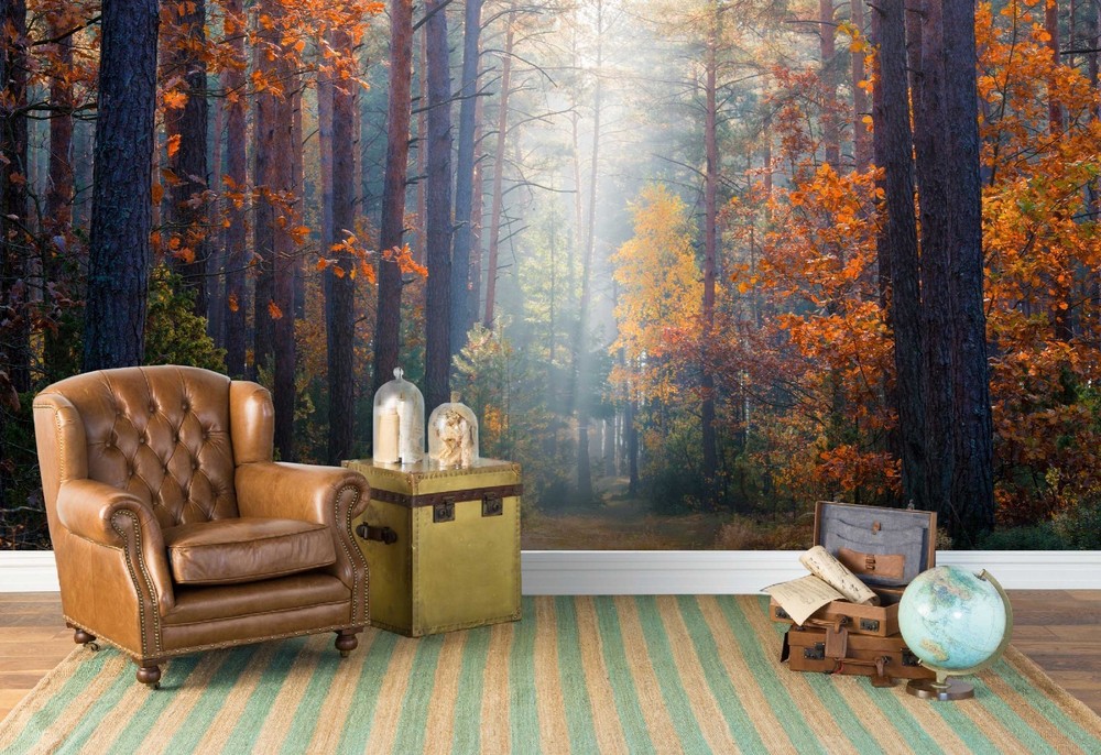 3D Forest Sunshine Autumn Landscape Wall Murals Wallpaper Murals Wall Sticker 2