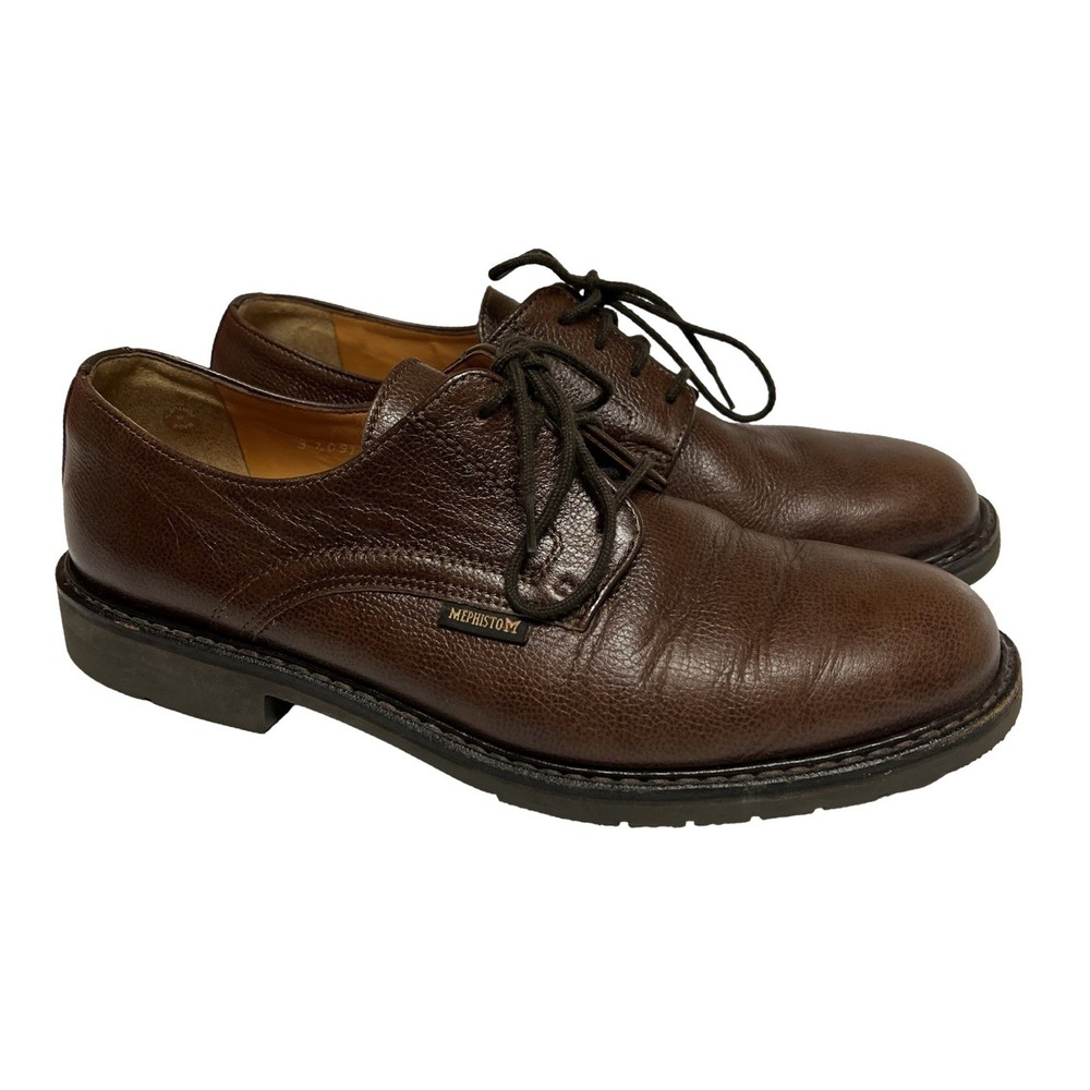 Mephisto Marlon Pebbled Leather Oxford Shoes Mens 9 Chestnut Gipsi Goodyear Welt