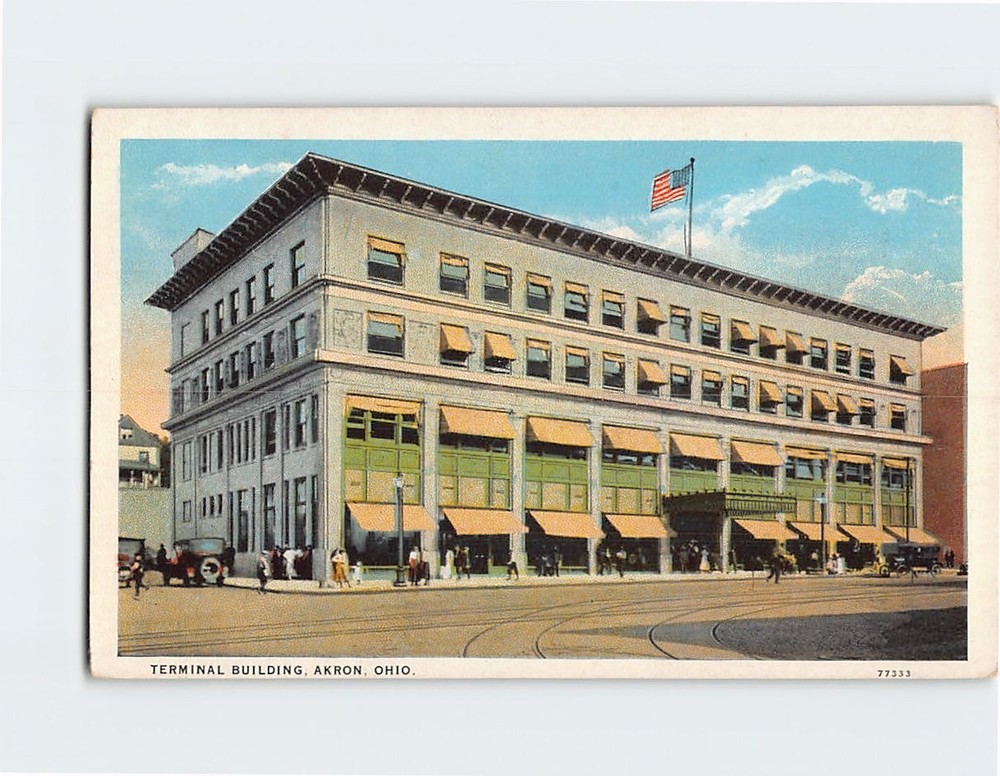 Postcard Terminal Building Akron Ohio USA