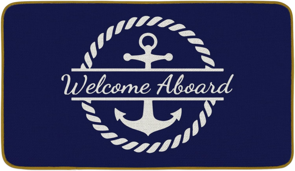 Nautical Anchor Boat Welcome Doormat Rustic Coastal Entryway Floor Mat  