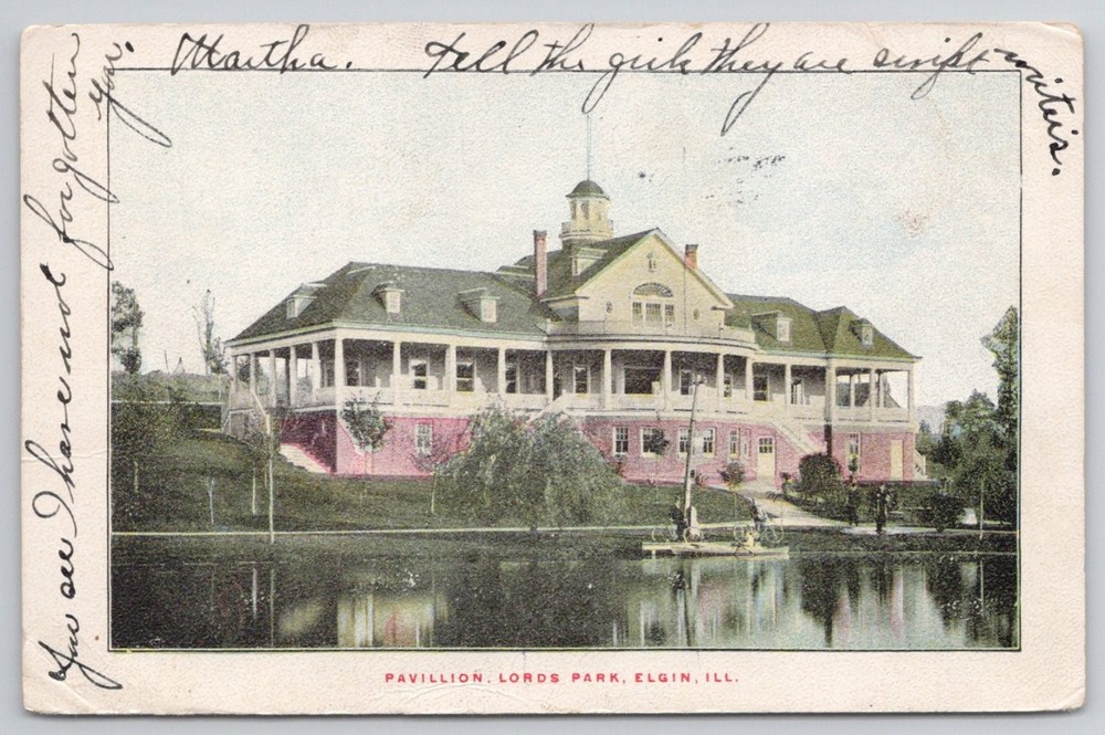 Vintage Pavilion Lords Park Elgin IL Postcard 1905 Undivided Back