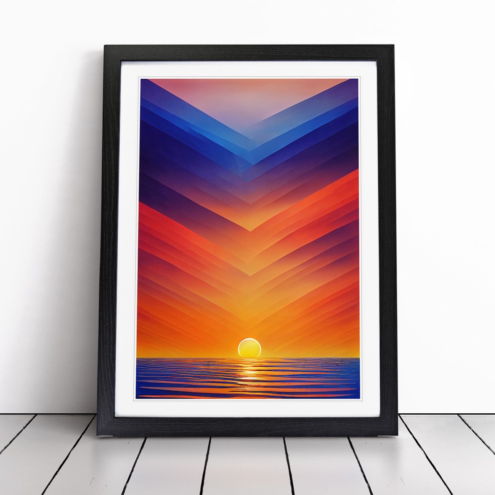Placid Abstract Ocean Sunset Wall Art Print Framed Canvas Picture Poster Decor