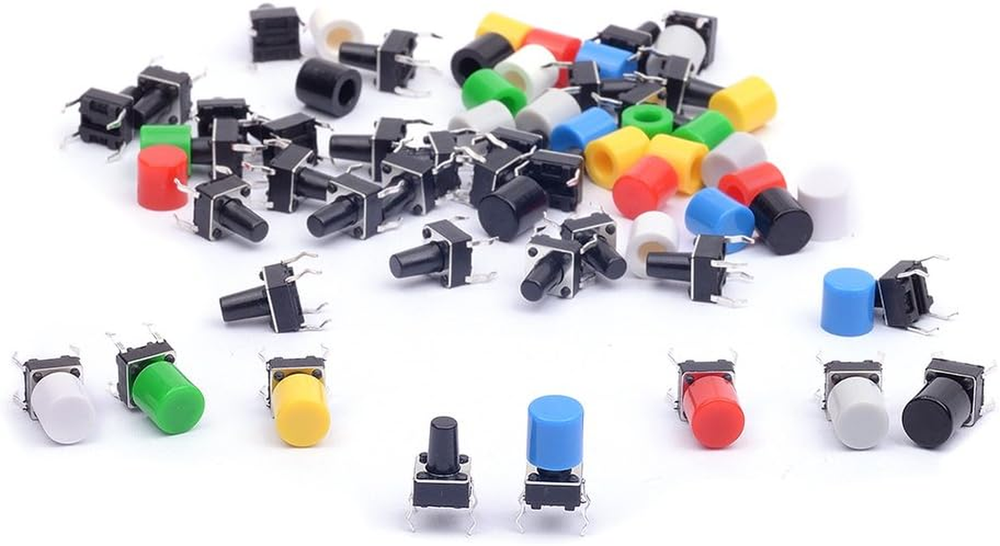 35Pcs 6×6×9Mm Tactile Tact Push Button Switch Micro Switch Touch Switch with But