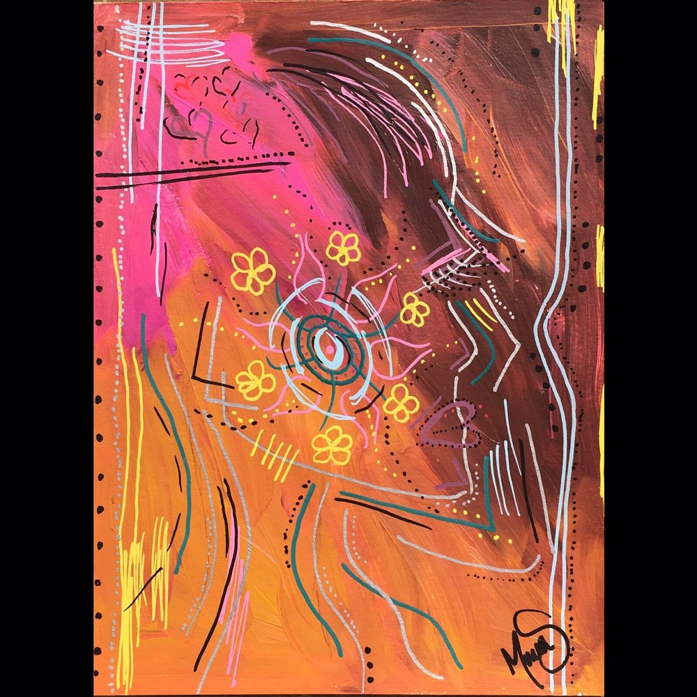 Maria Scalf Figure Face Person Abstract Portrait Graffiti ORIGINAL PAINTING 9x12-image