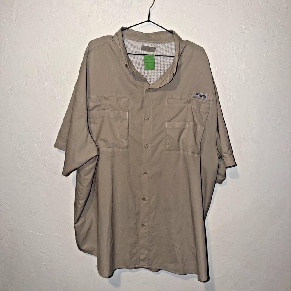 Columbia PFG Fishing Woods Vented Short Sleeve Mens Button Front Shirt  2XL XXL