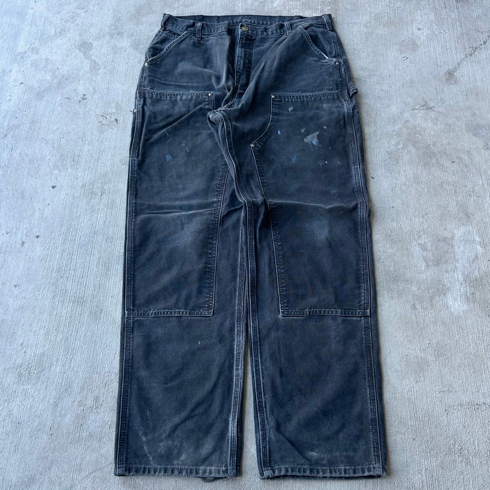 Vintage Y2K black Carhartt double knee carpenter work pants