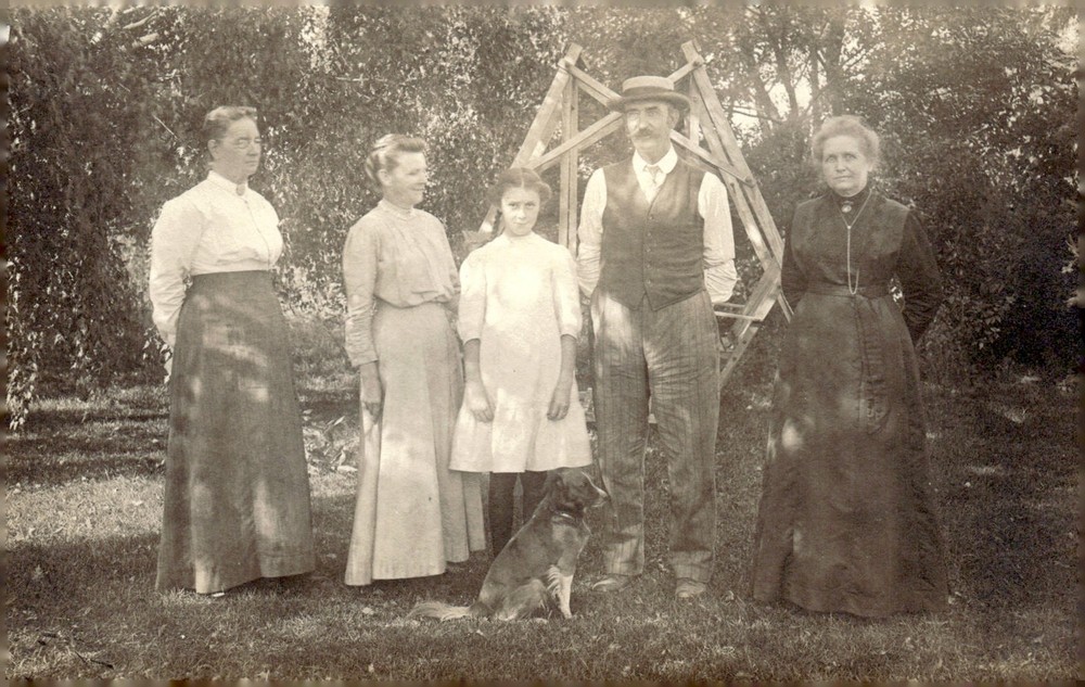 C1910 Worsley Hulley Family Portraits Edwardian Fashion Dog AZO RPPC Postcard
