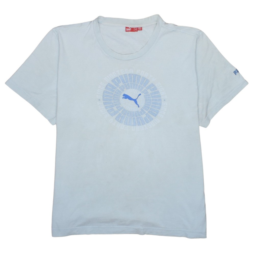 Puma Mens T Shirt Light Blue Graphic Circular Logo Short Sleeve Sport Tee XL