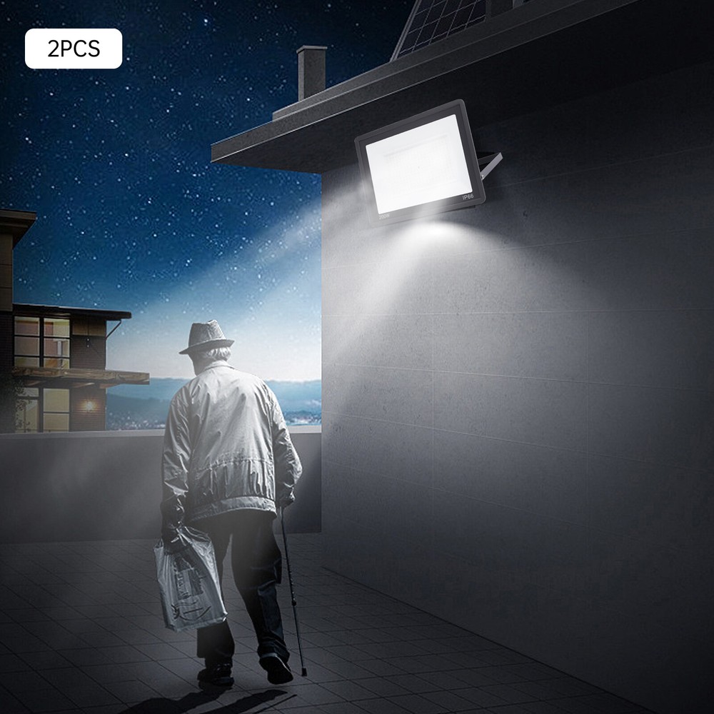 2pcs 200W LED Flood 6200K Daylight White Floodlight for Yard, Basketball Court