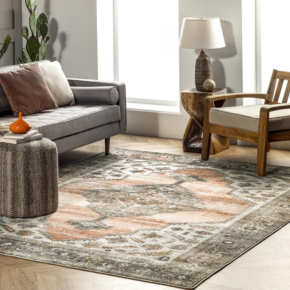 2x3 SpinClean Washable Stain-Resistant Non-Slip Area Rug