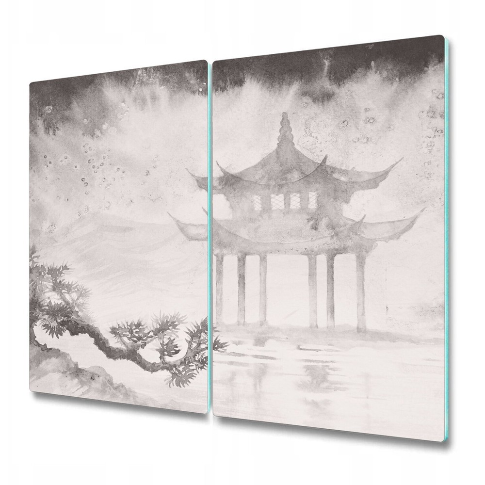Glass Chopping Cutting Board Worktop Saver Japanese Painting design 2x30x52