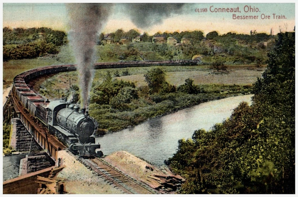 Vintage Postcard 1907-1914 Bessemer Ore Train, Conneaut, Ohio (OH)