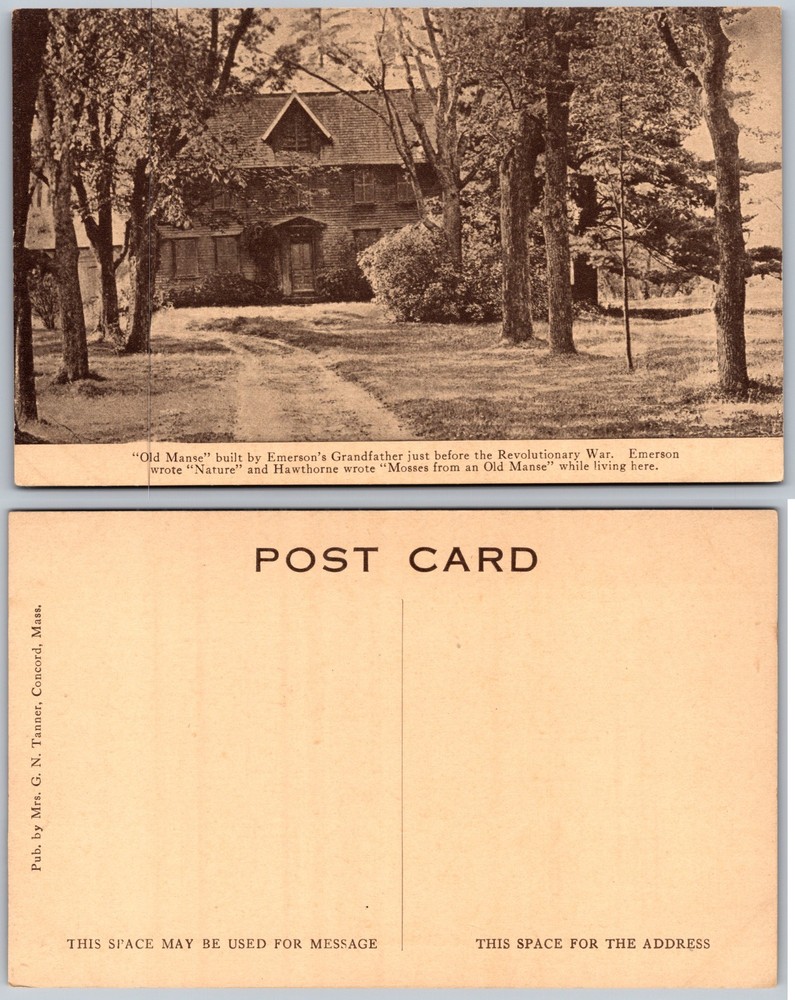 Old Manse Emerson Hawthorne Concord Massachusetts Postcard