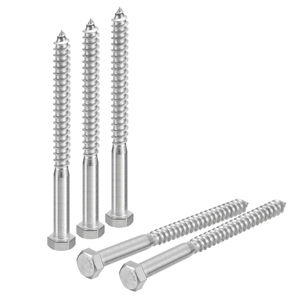 3/8 x 5 Inch Hex Head Lag Screws 10pcs 304 Stainless Steel Wood Bolts