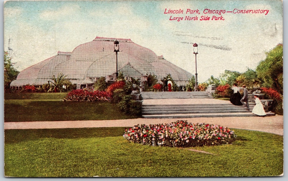 1914 Lincoln Park Conservatory Chicago Illinois ANTIQUE Postcard 9645