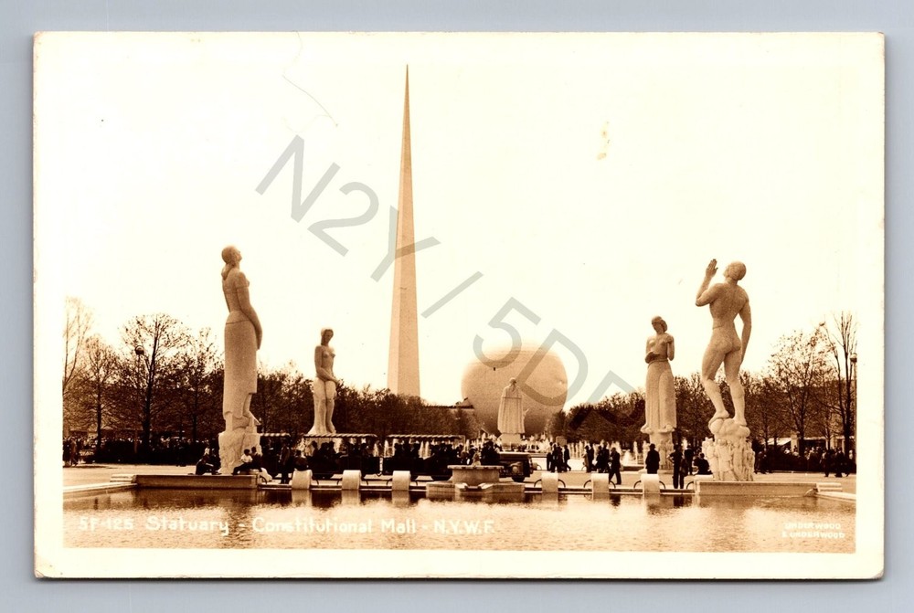 1939 New York World's Fair Statuary Constitutional Mall Postcard RPPC