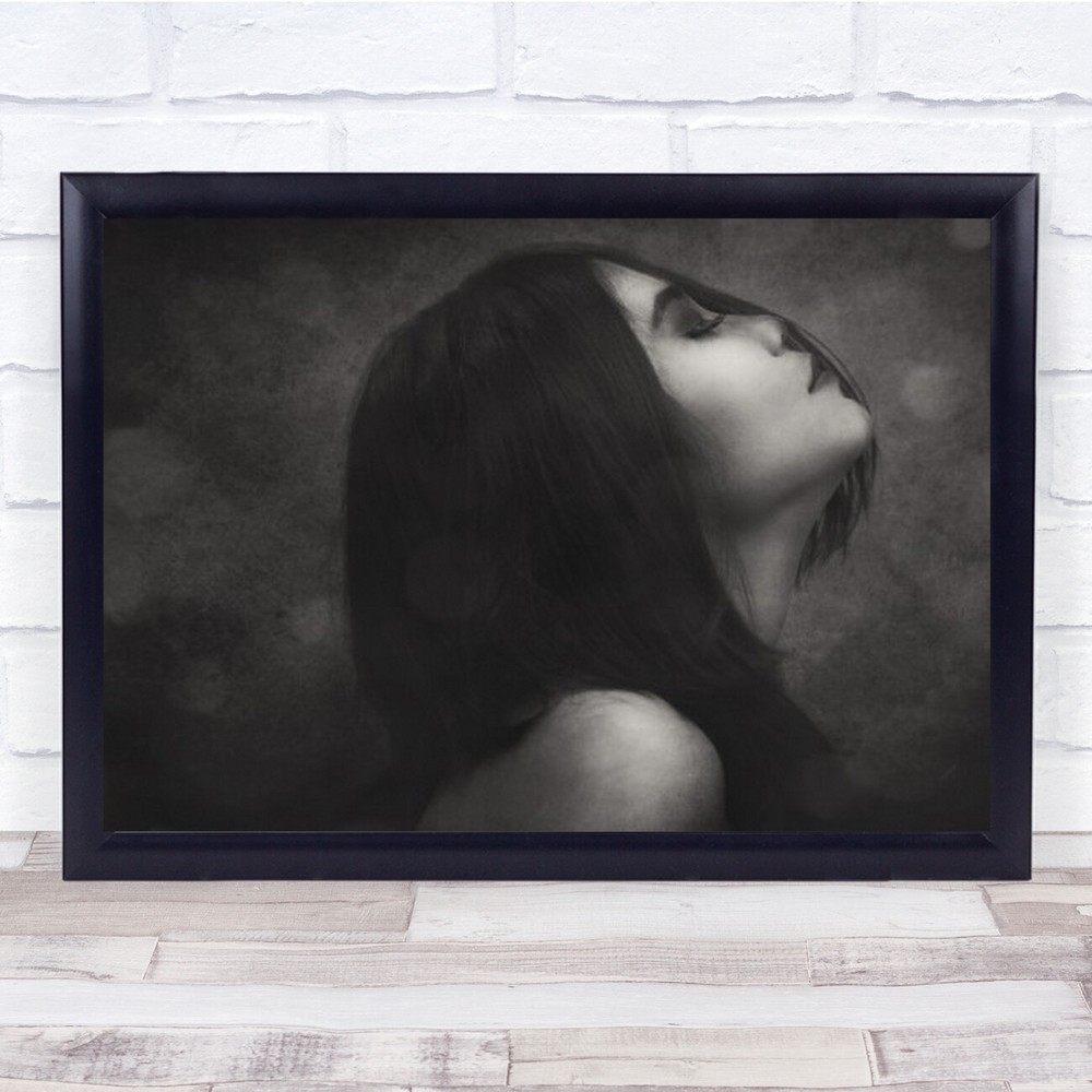 Feel Portrait B&W Mood Emotion Feeling Closed Eyes Model Studio Wall Art Print