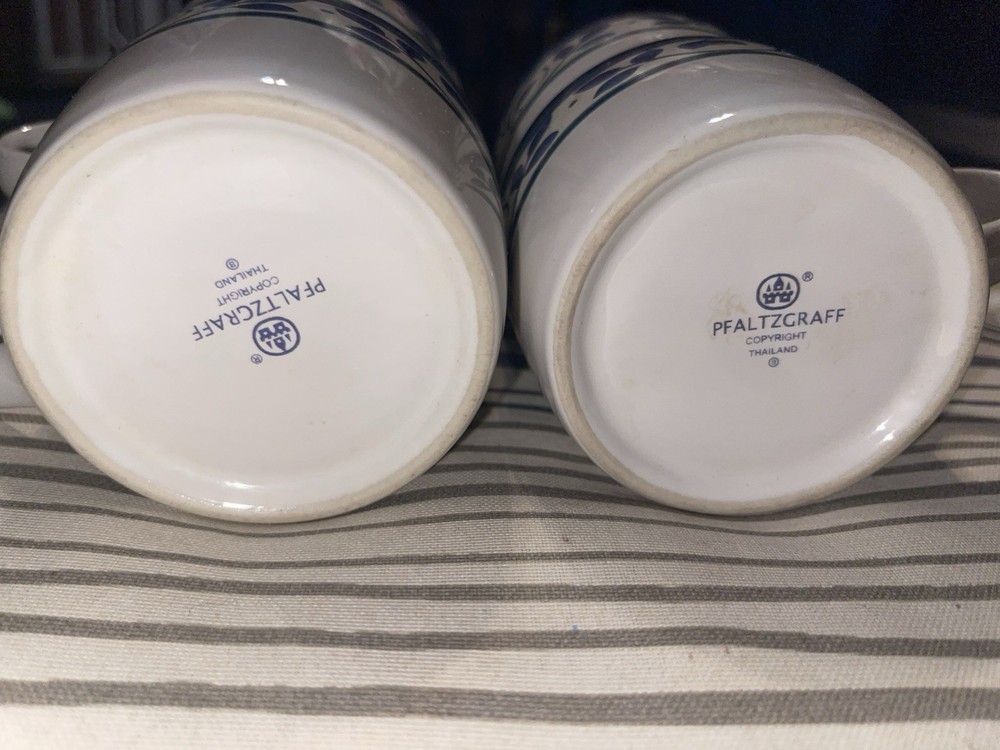 PFALTZGRAFF antique Four Set Cups! All In Excellent Condition!  Blue And White!