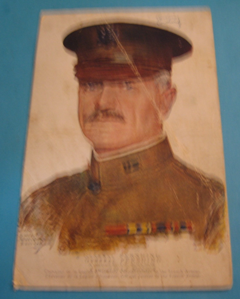 1900s MILITARY POSTCARD AMERICANA GENERAL PERSHING RED CROSS ROUGH CONDITION