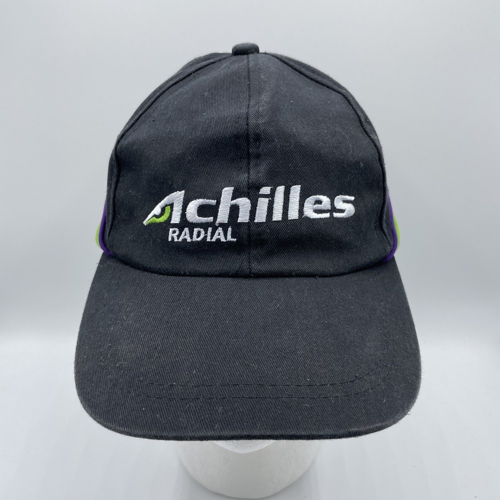 Achilles Radial Tires Hat Adult Adjustable Strapback Black Logo Baseball Cap-image