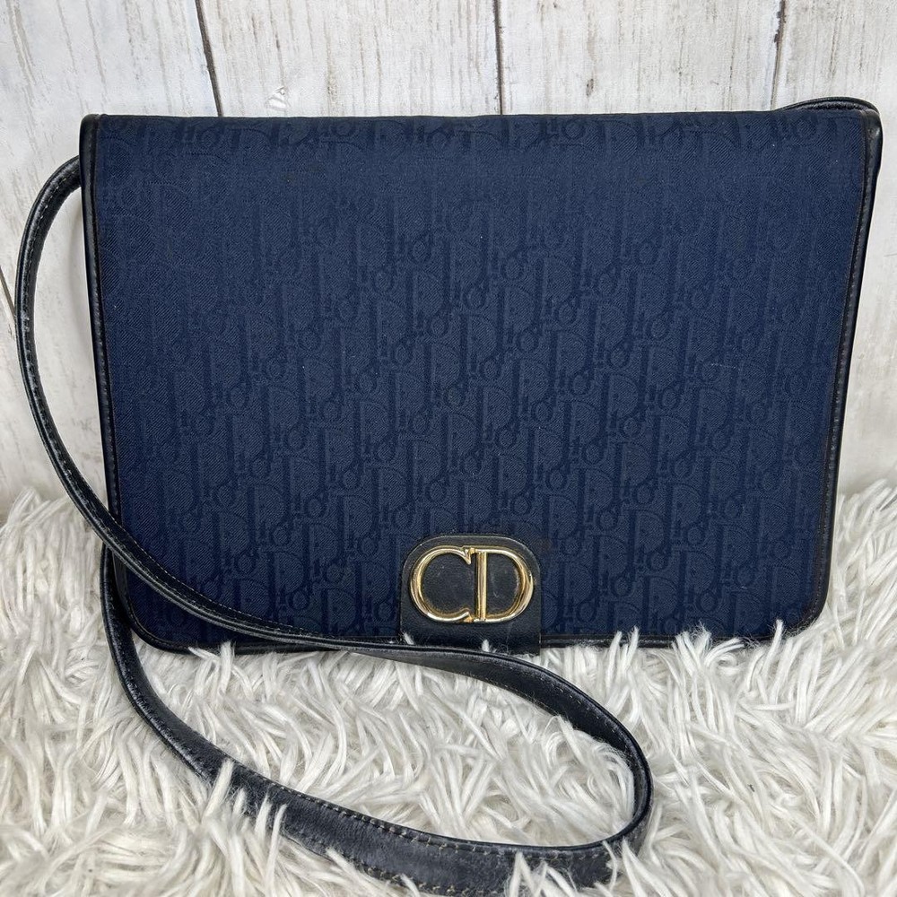Vintage Christian Dior Trotter Canvas Shoulder Bag with CD Logo