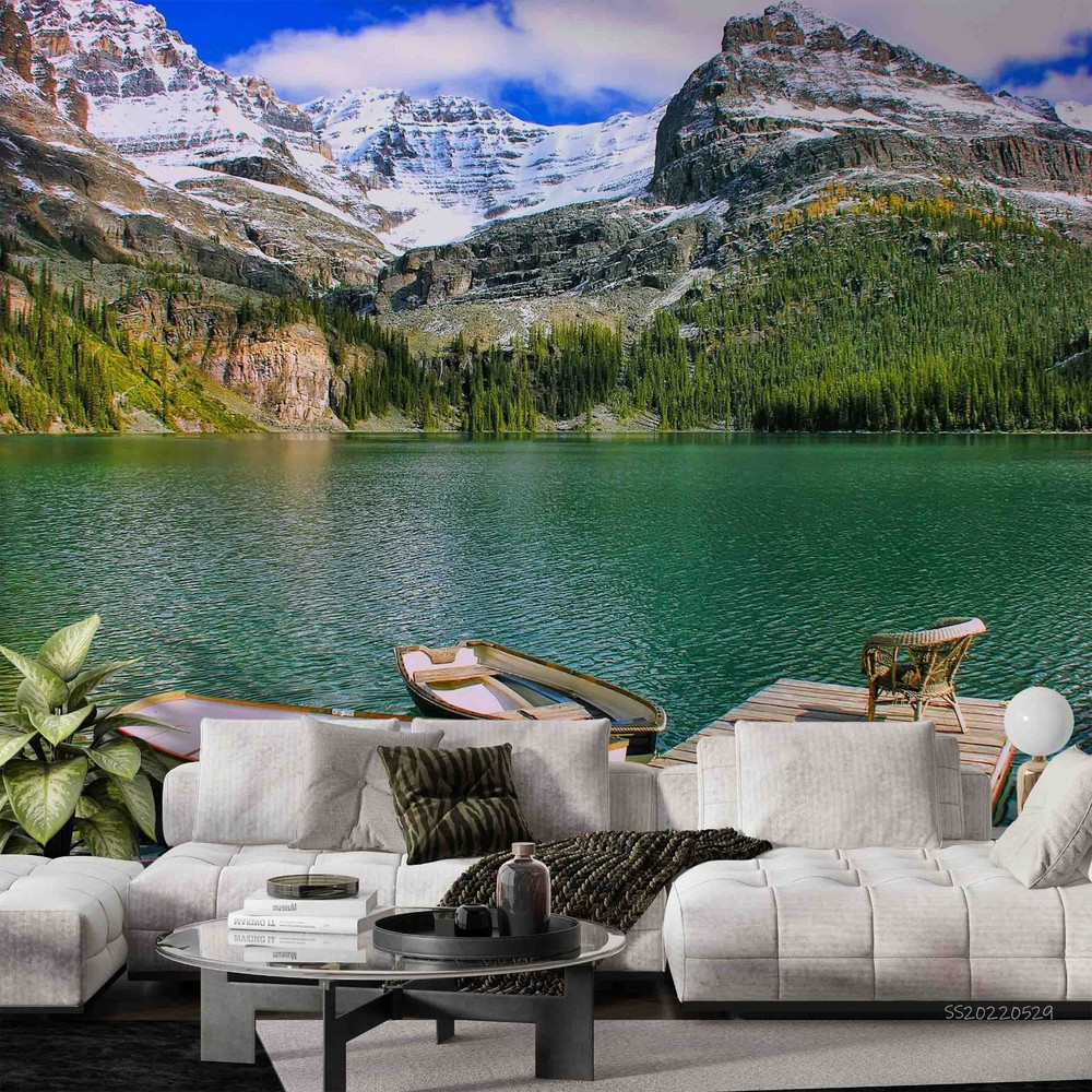 3D Mountain Forest Lake Landscape Wall Murals Wallpaper Murals Wall Sticker